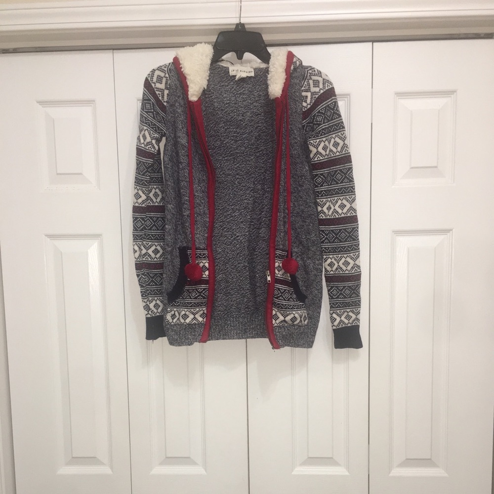 Hooded winter zip up sweater jacket